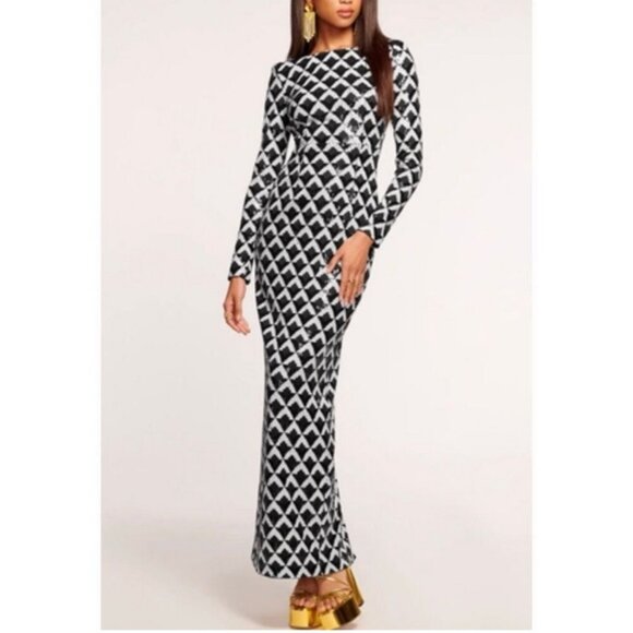 Ramy Brook Celia Sequin Open Back Maxi Gown - Picture 1 of 14